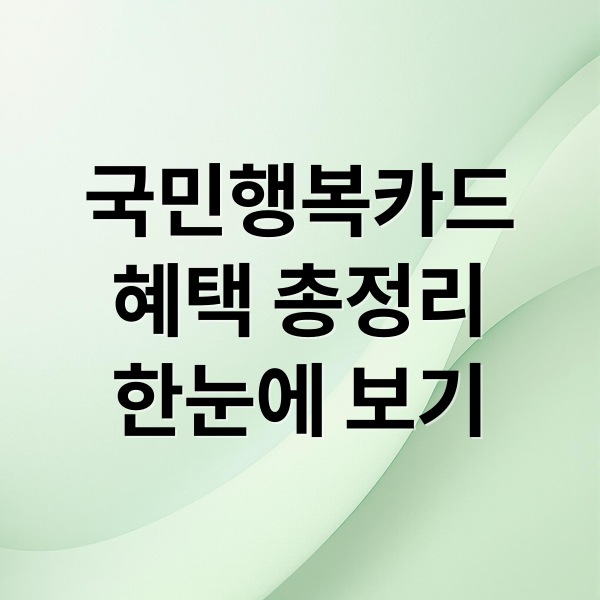 국민행복카드 혜택 총정리 한눈에 보기 (국민행복카드 발급 사용처)