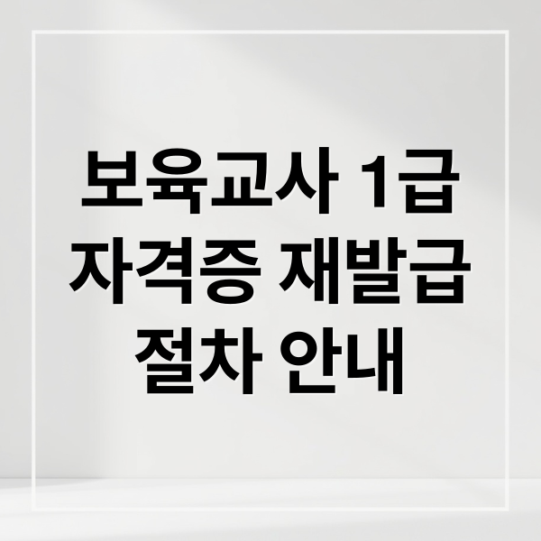 보육교사 1급 자격증 재발급 절차 안내 (보육교사 1급 자격증 재발급)