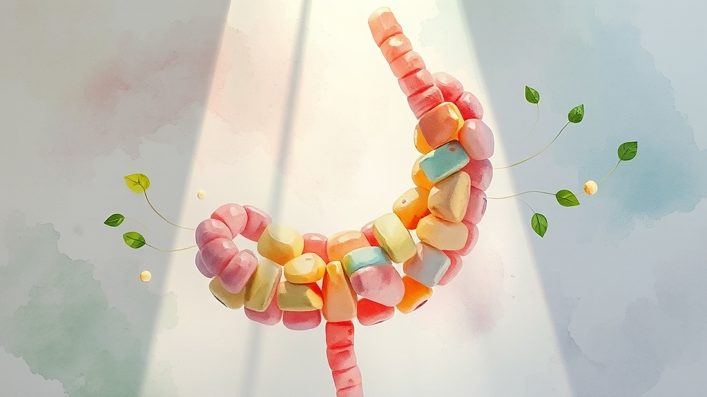 유산균 효과 증진을 위한 식이섬유와의 시너지 (watercolor 스타일)