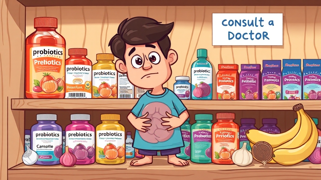 유산균 섭취 시 주의사항과 부작용 (cartoon 스타일)