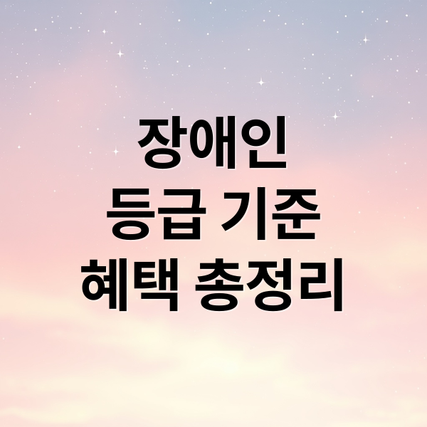 장애인 등급 기준 혜택 총정리 (장애인 등급 판정 기준)