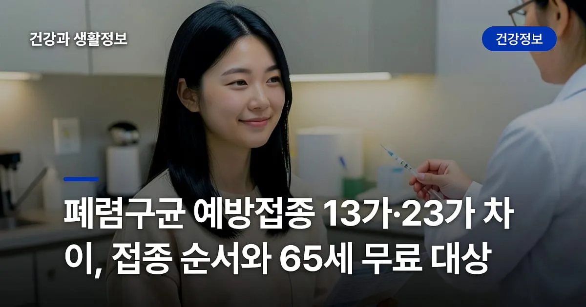 폐렴구균 예방접종 13가·23가 차이, 접종 순서와 65세 무료 대상